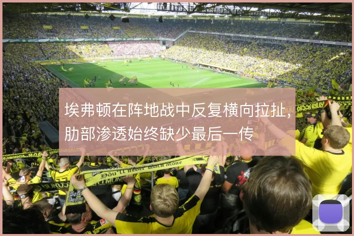 埃弗顿在阵地战中反复横向拉扯，肋部渗透始终缺少最后一传
